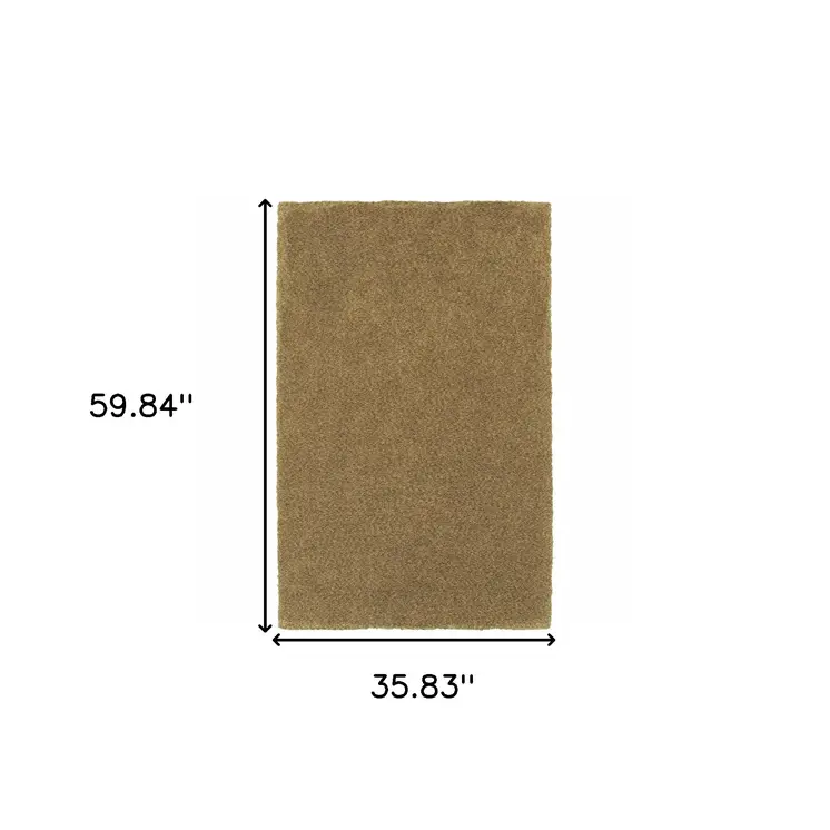 3' X 5' Rich Gold Shag Tufted Handmade Stain Resistant Area Rug