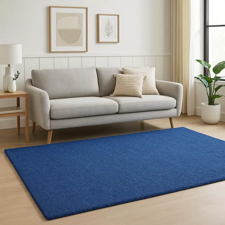5' X 7' Blue Shag Hand Tufted Area Rug