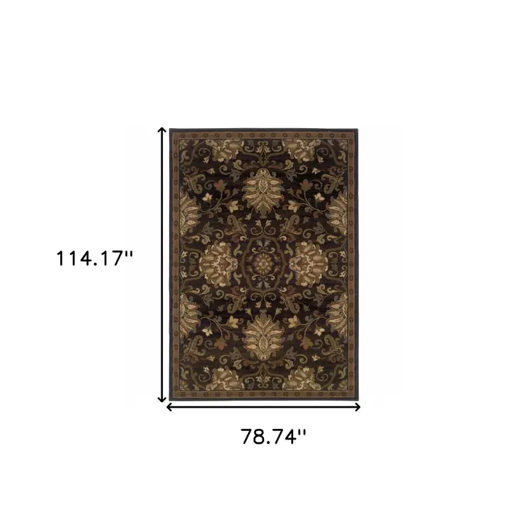 7' X 10' Brown And Beige Oriental Area Rug