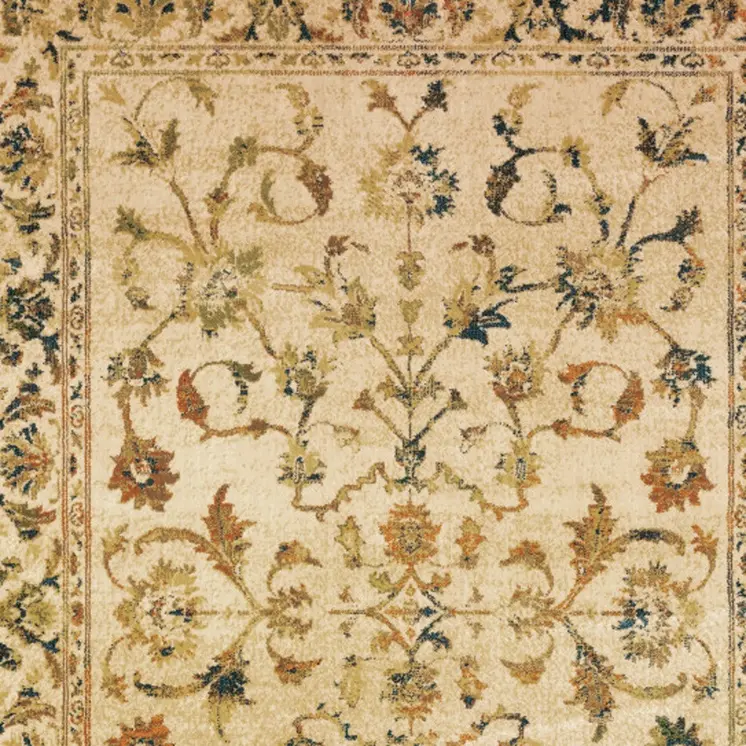 10' X 13' Beige Gold And Teal Oriental Power Loom Stain Resistant Area Rug