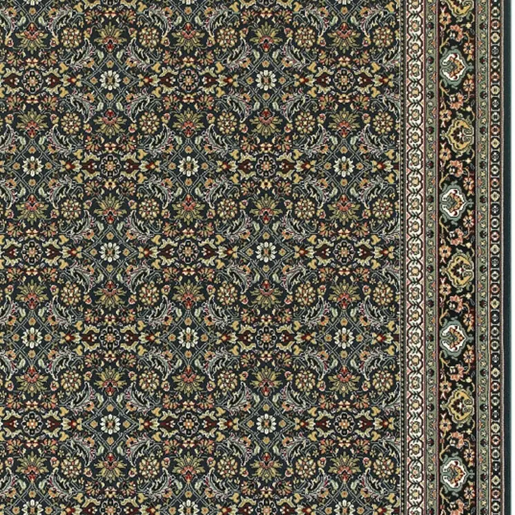 2' X 4' Navy Blue Oriental Power Loom Stain Resistant Area Rug