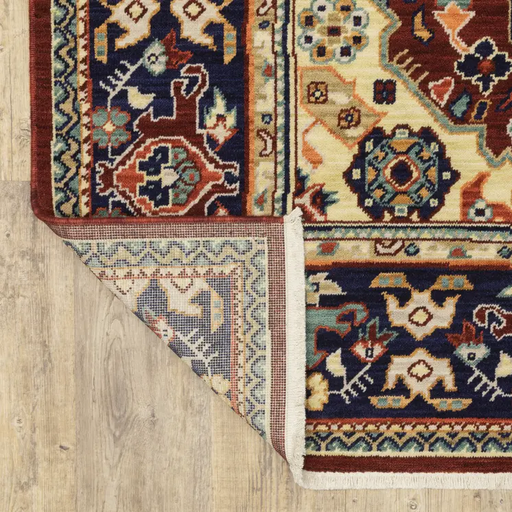 6' Red And Blue Oriental Runner Rug