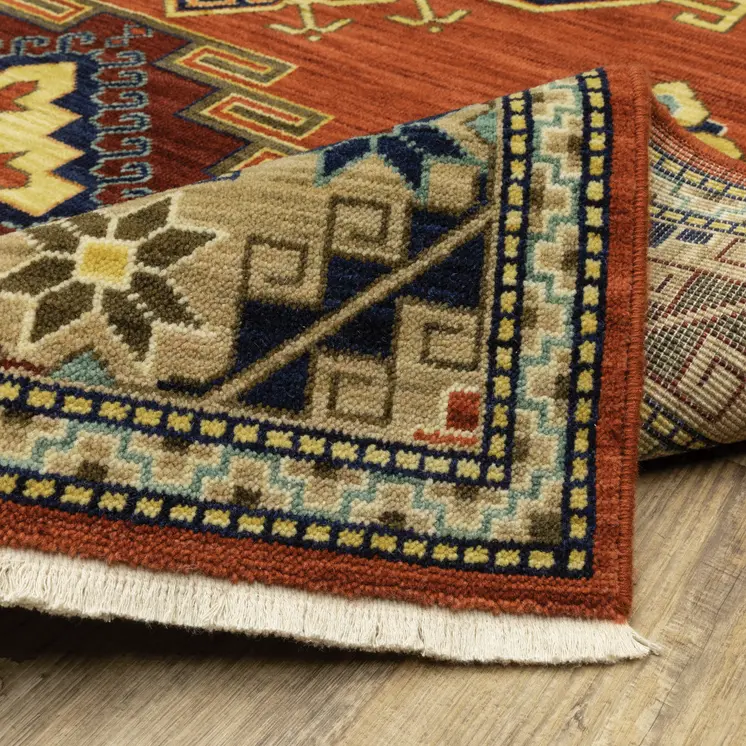 5' X 8' Red And Gold Oriental Area Rug