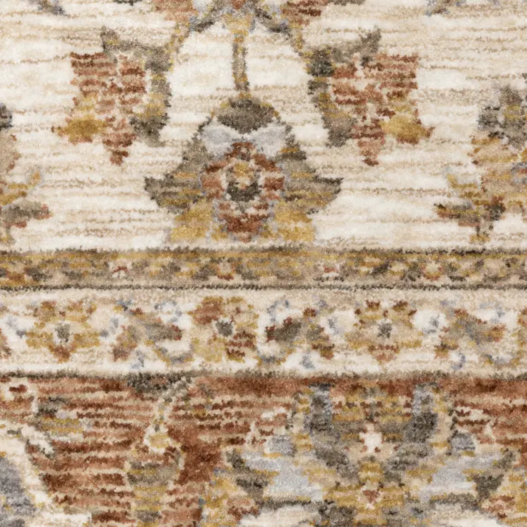 10' X 13' Ivory And Rust Oriental Area Rug With Fringe