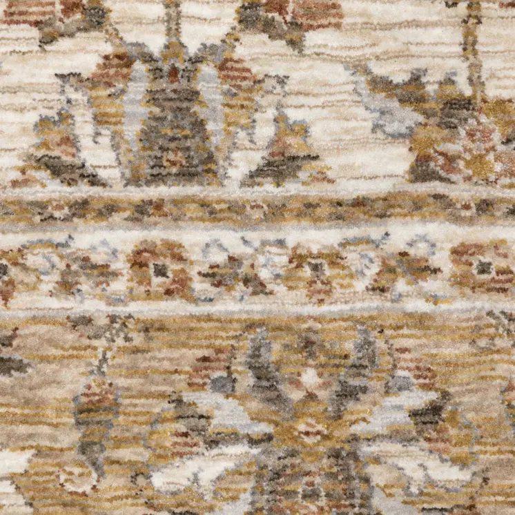 3' X 5' Ivory And Gold Oriental Area Rug With Fringe