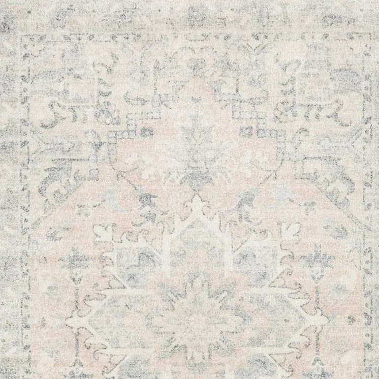 8' X 10' Beige And Grey Oriental Hand Loomed Stain Resistant Area Rug With Fringe
