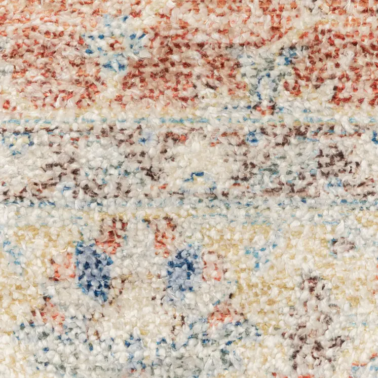 8' Orange And Blue Oriental Hand Loomed Distressed Runner Rug With Fringe