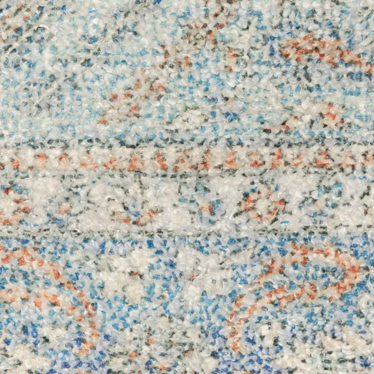 8' Blue And Red Oriental Hand Loomed Distressed Runner Rug With Fringe