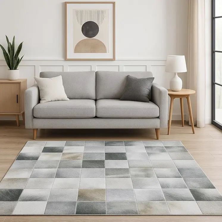 5' X 7' Grey Charcoal Brown And Beige Geometric Power Loom Stain Resistant Area Rug