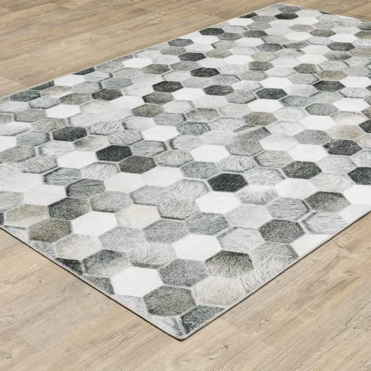 9' X 12' Gray And Charcoal Geometric Area Rug