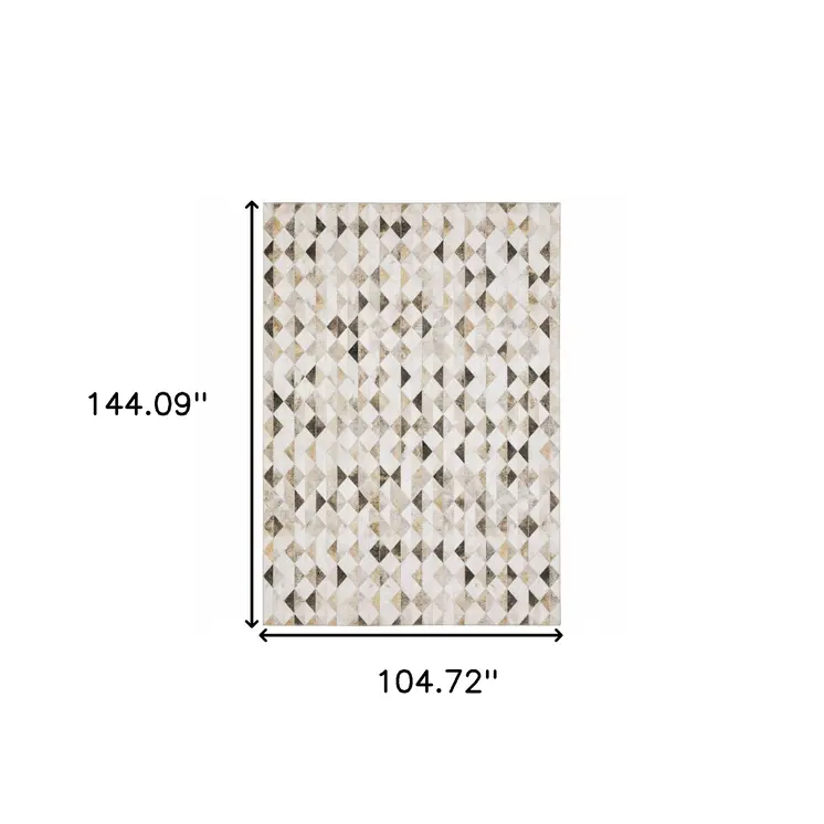9' X 12' Beige And Gray Geometric Area Rug
