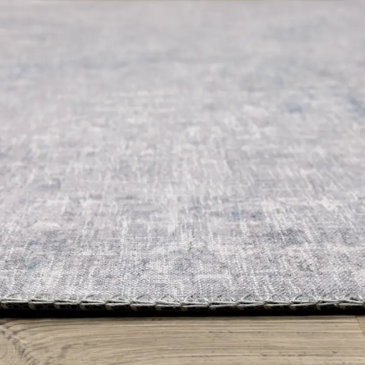 8' X 10' Blue And Gray Abstract Distressed Area Rug