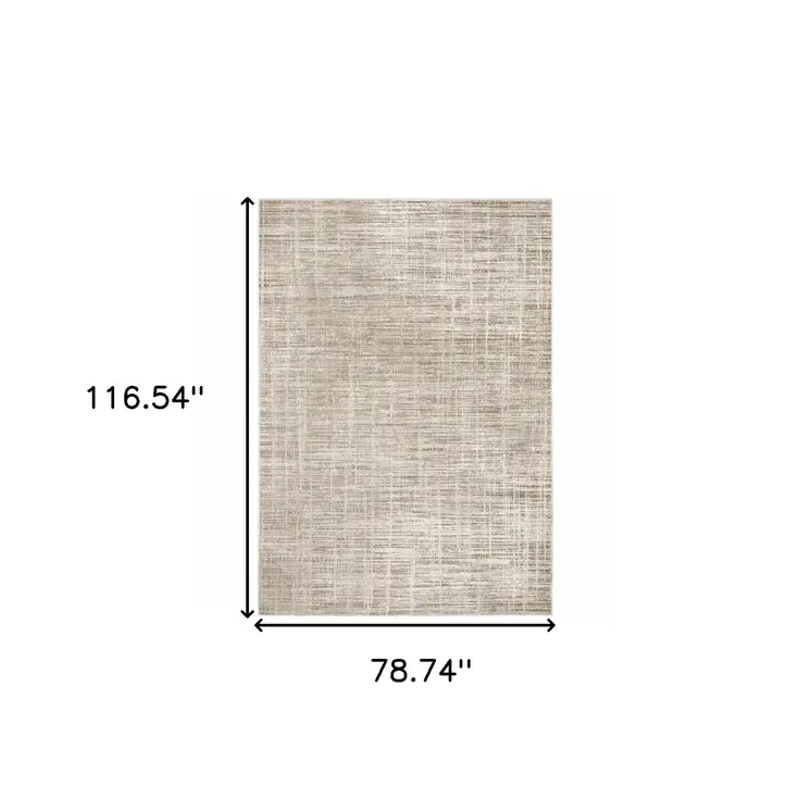 6' X 9' Beige Grey Ivory Tan And Brown Abstract Power Loom Stain Resistant Area Rug