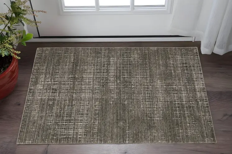 3' X 5' Charcoal Grey Grey Ivory Tan And Brown Abstract Power Loom Stain Resistant Area Rug