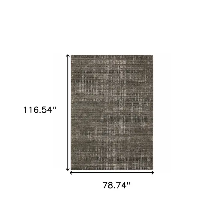 7' X 10' Charcoal And Gray Abstract Distressed Area Rug