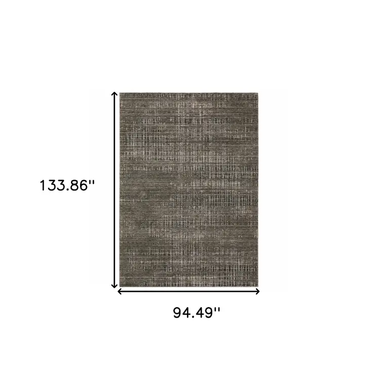 8' X 11' Charcoal And Gray Abstract Distressed Area Rug