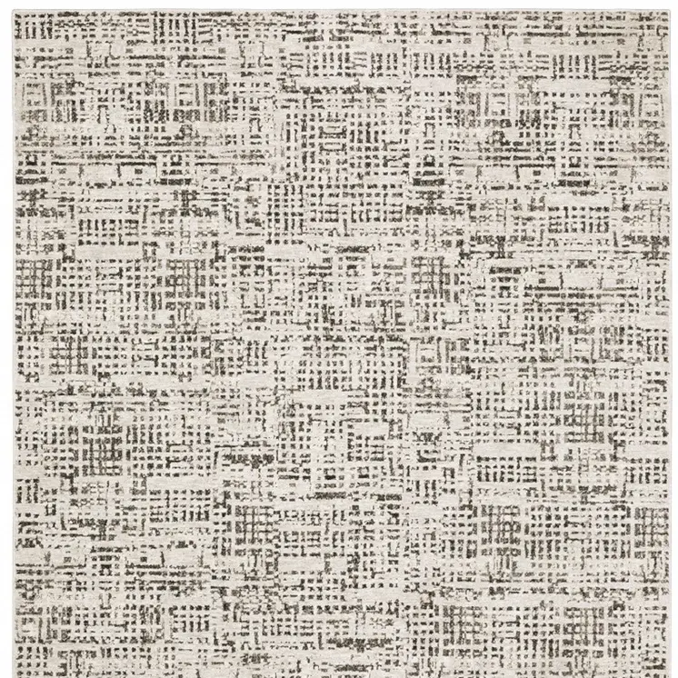 3' X 5' Ivory Grey Charcoal Brown And Beige Abstract Power Loom Stain Resistant Area Rug