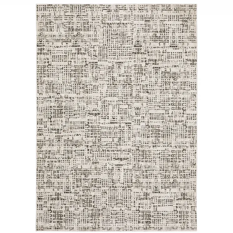 7' X 10' Ivory And Gray Abstract Area Rug
