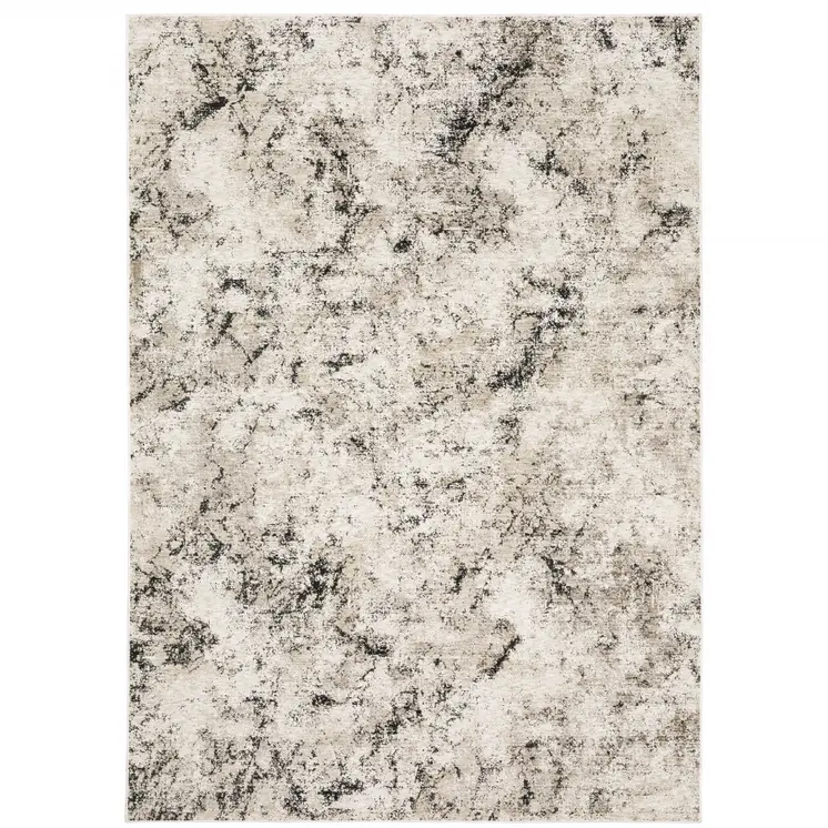8' X 11' Ivory And Gray Abstract Area Rug