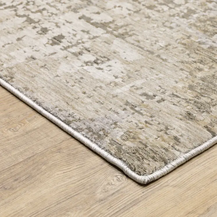 7' X 10' Beige And Gray Abstract Distressed Area Rug