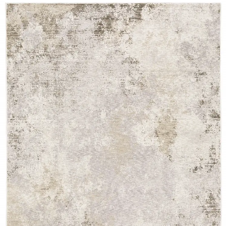 8' X 11' Ivory And Beige Abstract Distressed Area Rug