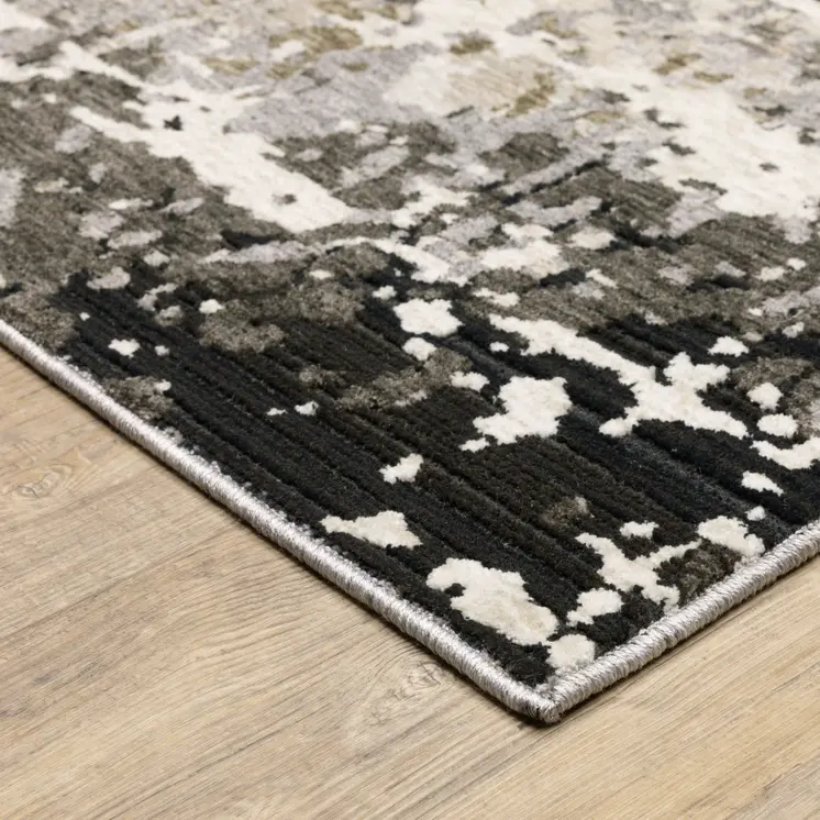 3' X 5' Gray And Beige Abstract Distressed Area Rug
