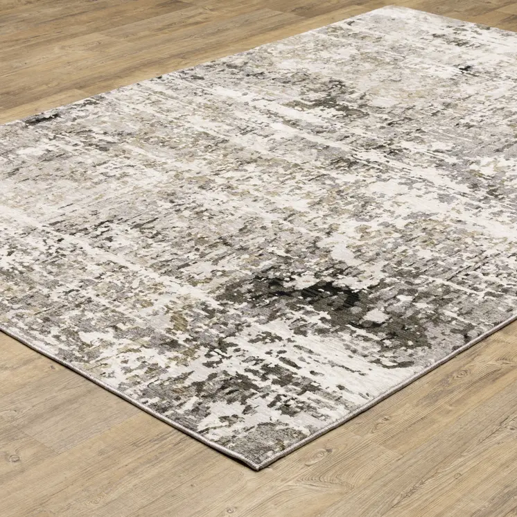 3' X 5' Gray And Beige Abstract Distressed Area Rug