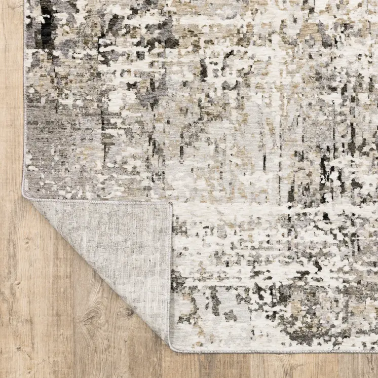 3' X 5' Gray And Beige Abstract Distressed Area Rug