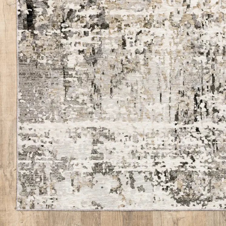 3' X 5' Gray And Beige Abstract Distressed Area Rug