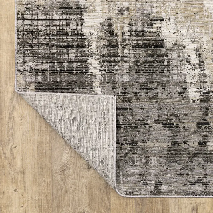 8' Gray And Beige Abstract Distressed Runner Rug
