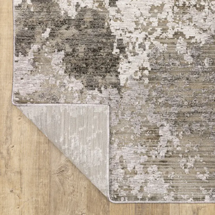 7' X 10' Gray And Ivory Abstract Distressed Area Rug