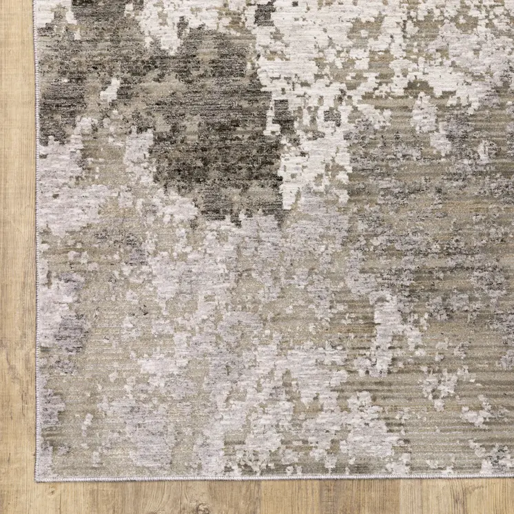 7' X 10' Gray And Ivory Abstract Distressed Area Rug