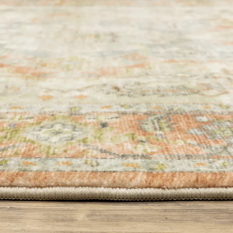2' X 8' Blue And Orange Abstract Power Loom Stain Resistant Runner Rug