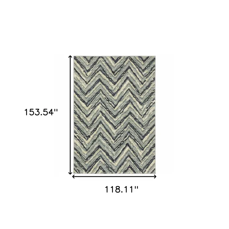 10' X 13' Blue And Ivory Geometric Area Rug