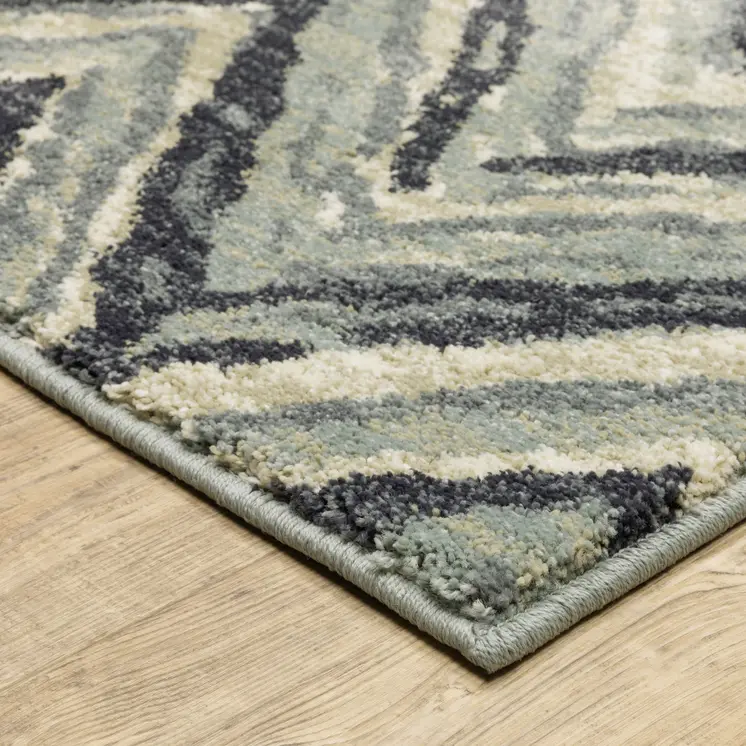10' X 13' Blue And Ivory Geometric Area Rug
