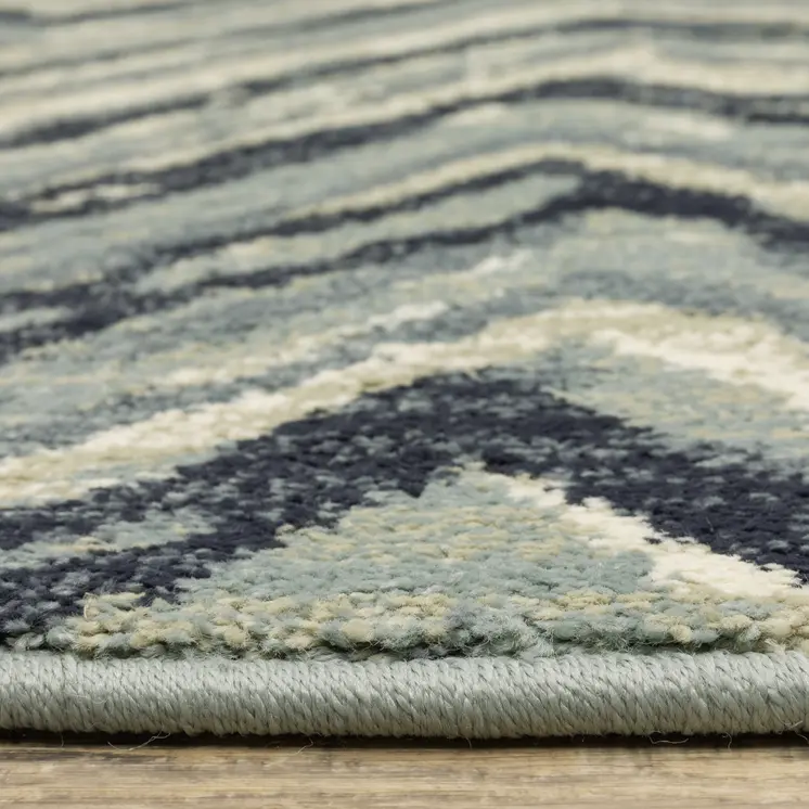 10' X 13' Blue And Ivory Geometric Area Rug