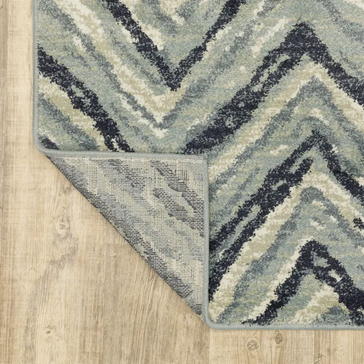 10' X 13' Blue And Ivory Geometric Area Rug