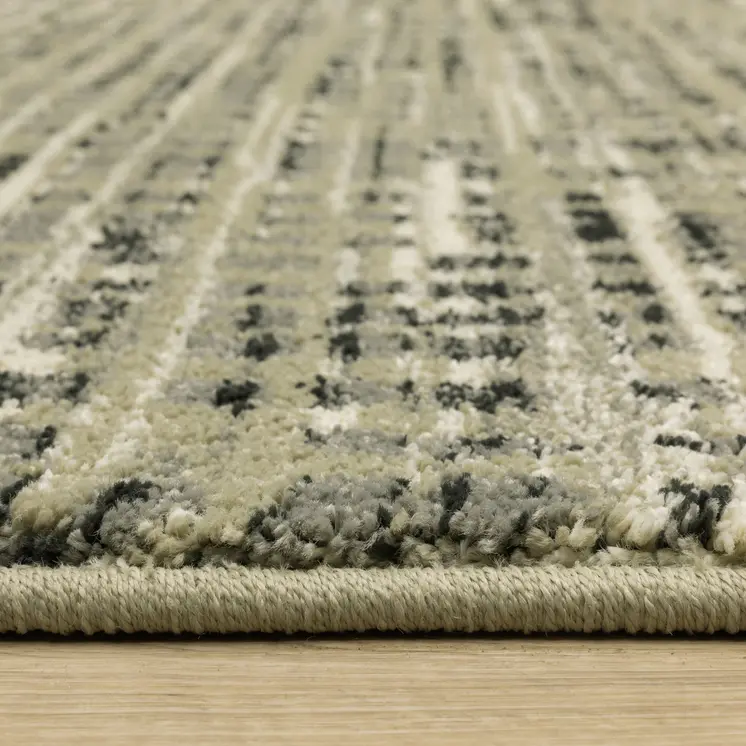 10' X 13' Beige And Gray Geometric Distressed Area Rug