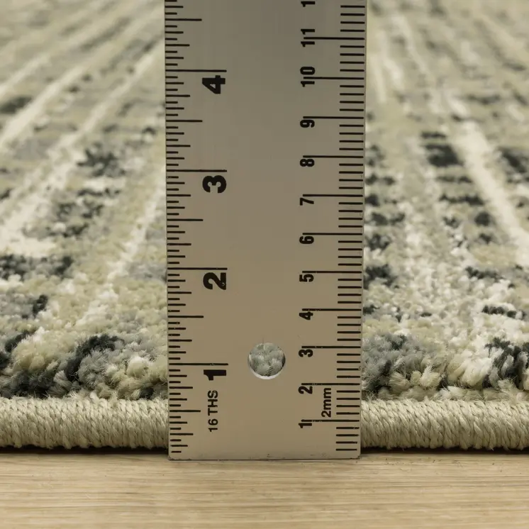 10' X 13' Beige And Gray Geometric Distressed Area Rug