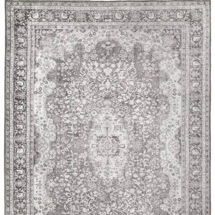 2' X 3' Grey Oriental Power Loom Stain Resistant Area Rug