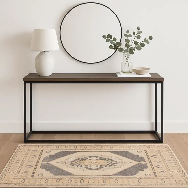 4' X 6' Grey And Gold Oriental Power Loom Stain Resistant Area Rug