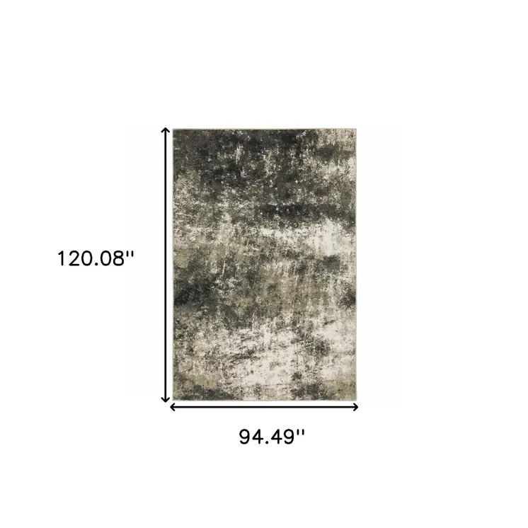 8' X 10' Charcoal And Beige Abstract Area Rug