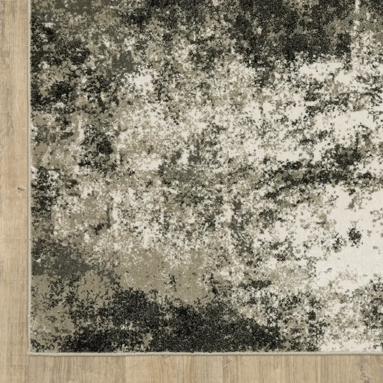 8' X 10' Charcoal And Beige Abstract Area Rug