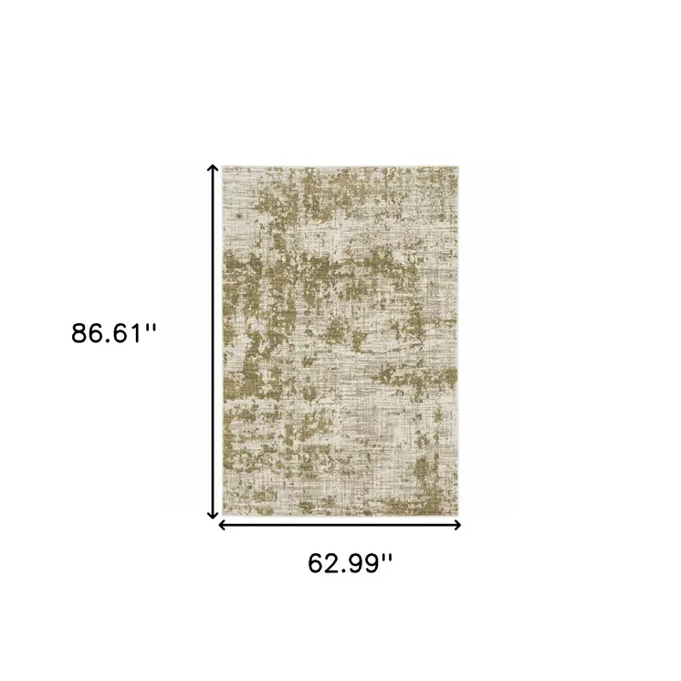 5' X 7' Beige Gold And Grey Abstract Power Loom Stain Resistant Area Rug