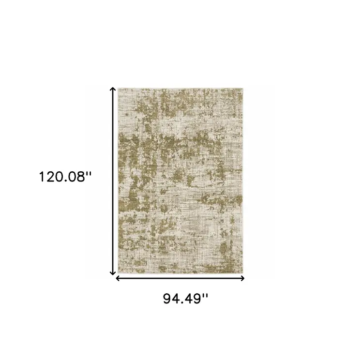 8' X 10' Beige Gold And Grey Abstract Power Loom Stain Resistant Area Rug
