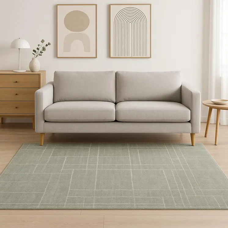 5' X 8' Grey And Ivory Geometric Shag Power Loom Stain Resistant Area Rug