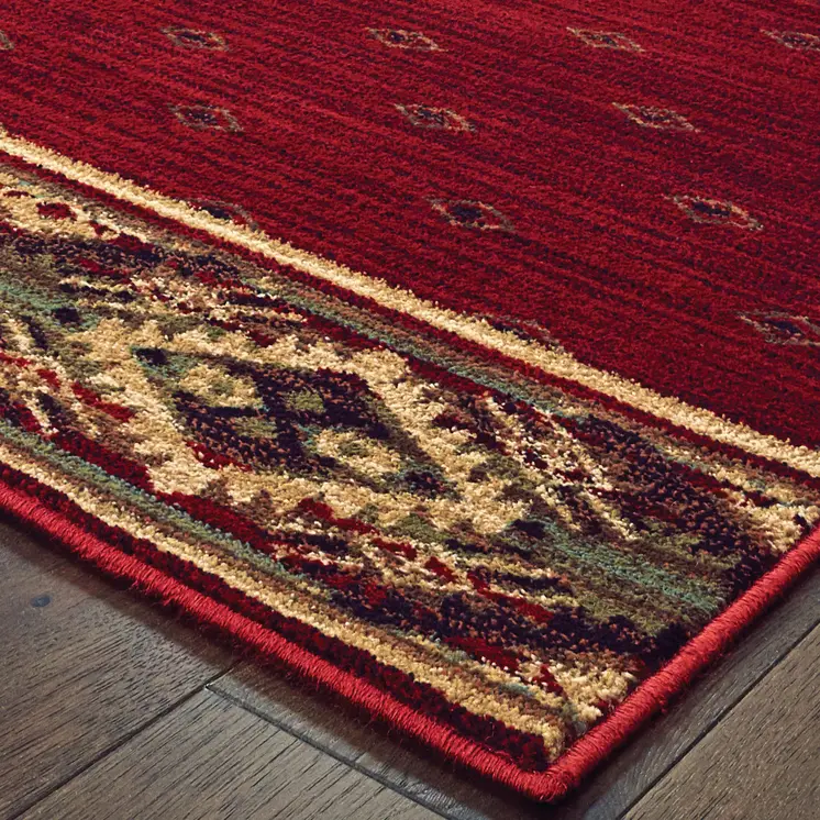 7' X 9' Red And Ivory Southwestern Area Rug