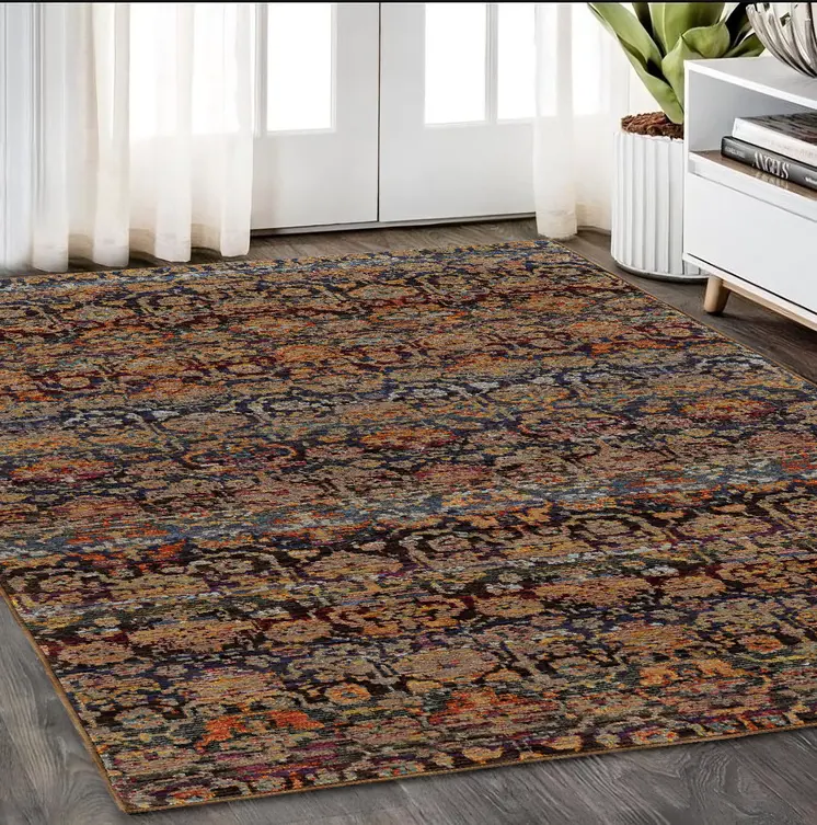 5' X 7' Blue And Ivory Ombre Area Rug