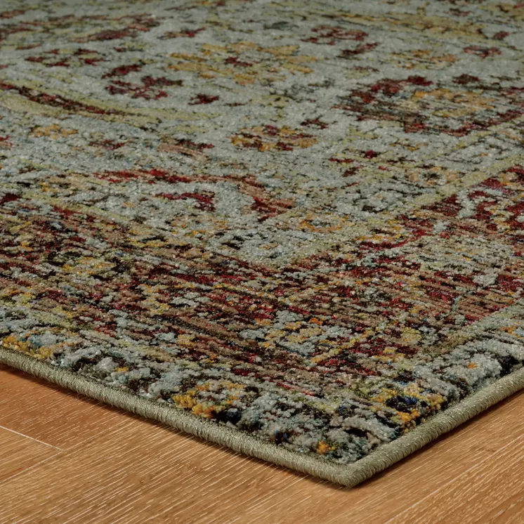 9' X 12' Blue and Green Oriental Power Loom Area Rug