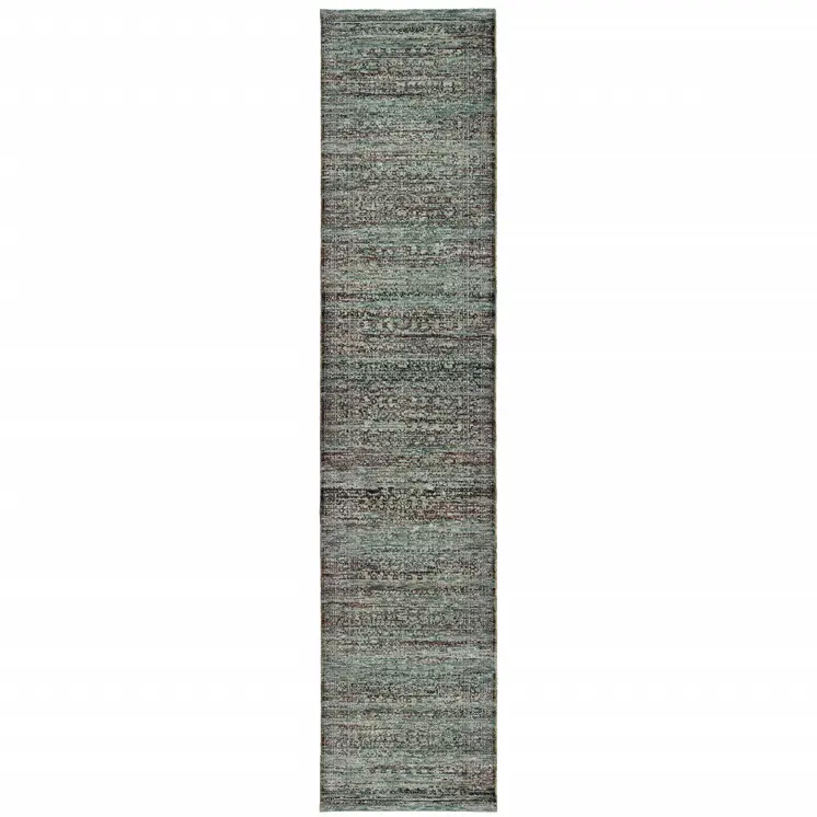 12' Blue And Purple Oriental Runner Rug